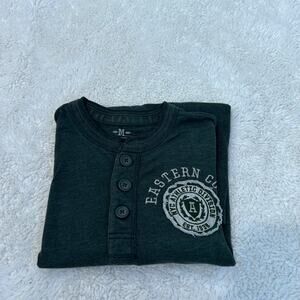 Old Navy VTG Mens Y2K M Green Short Sleeve College Preppy Casual Cotton Clean